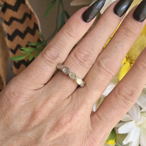 Natural Polki-Sliced Diamond Ring In 925 Sterling Silver. - Picture 4 of 11